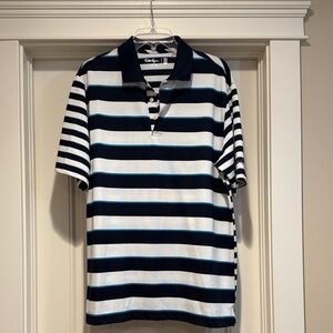 Walter  Hagen Navy and White Striped Polo Shirt
